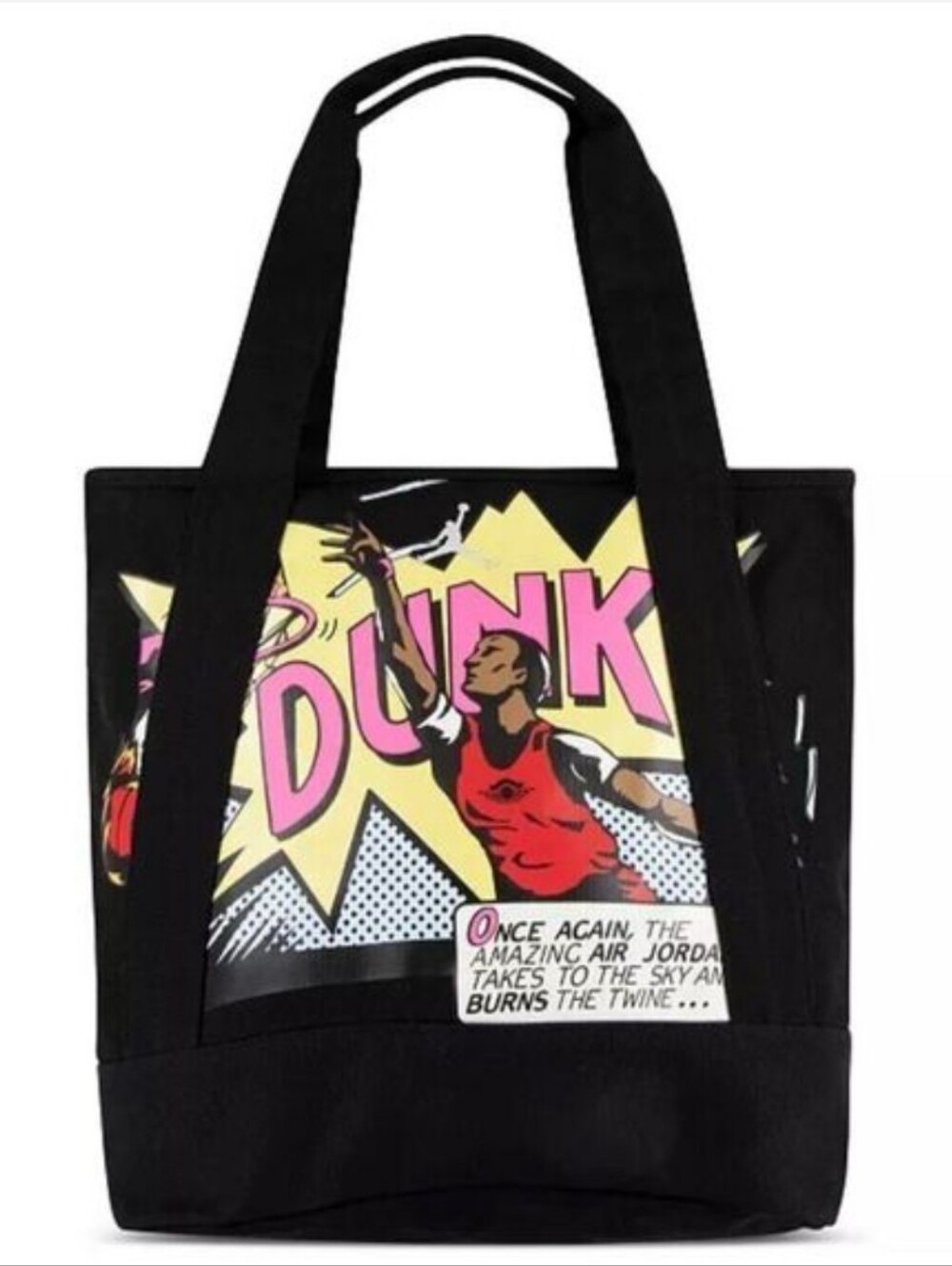 Jordan Black Jumpman Dunk Graphic Canvas Tote